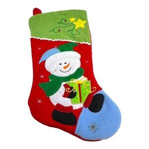 Supree Creations  Snowman Applique Felt Fleece Christmas Stocking 18” Kids Baby